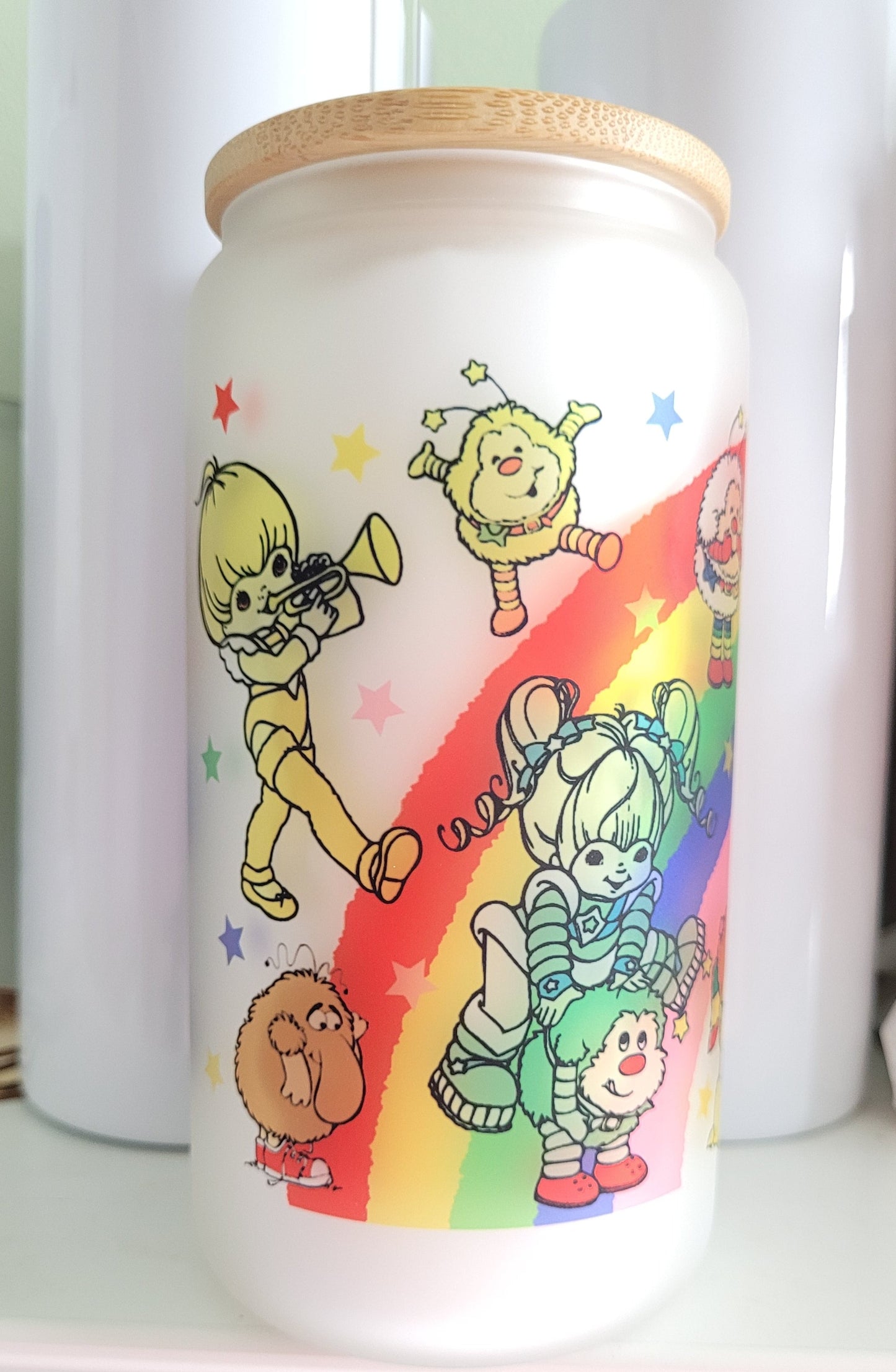 Rainbow Brite Glass Can