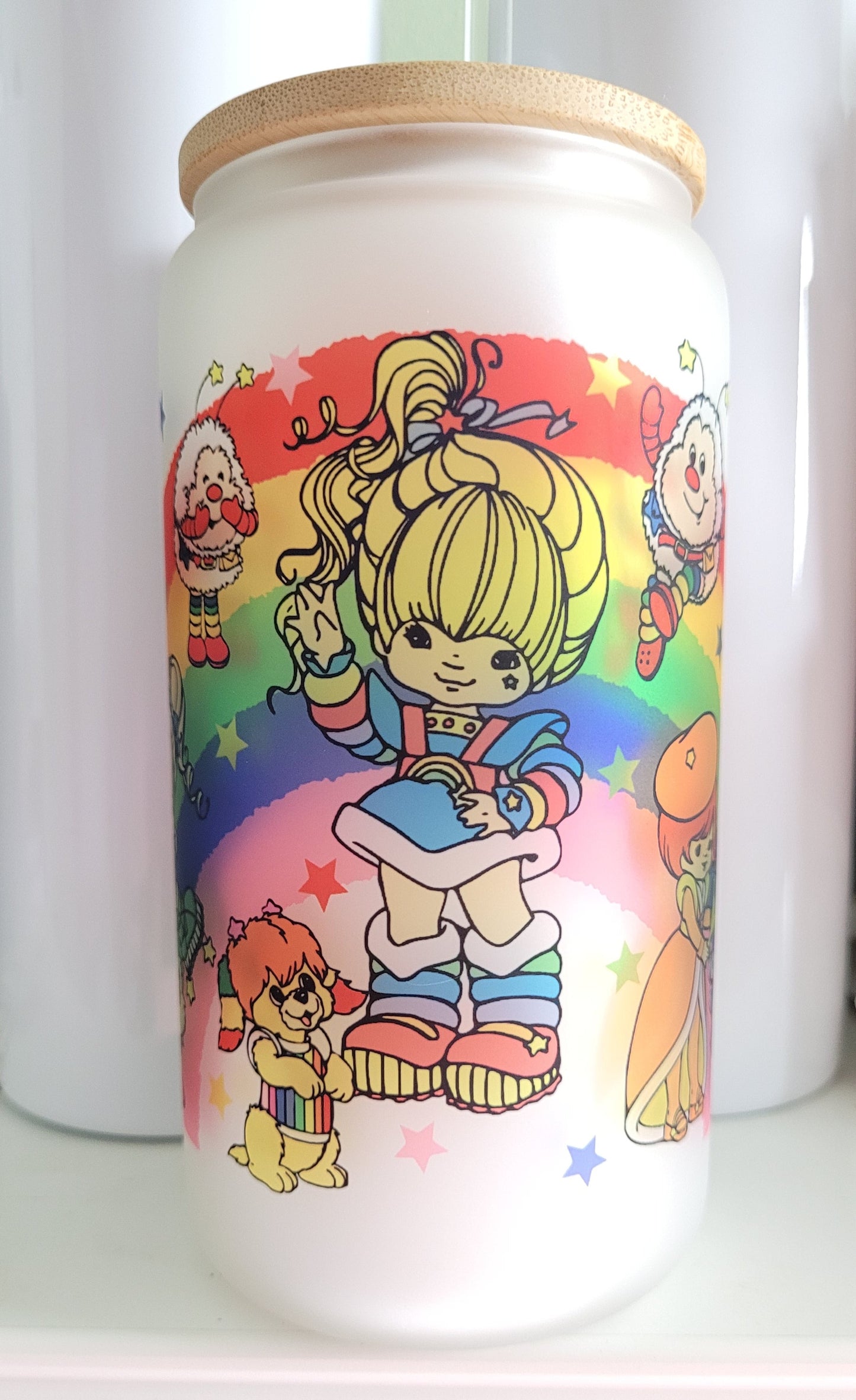 Rainbow Brite Glass Can