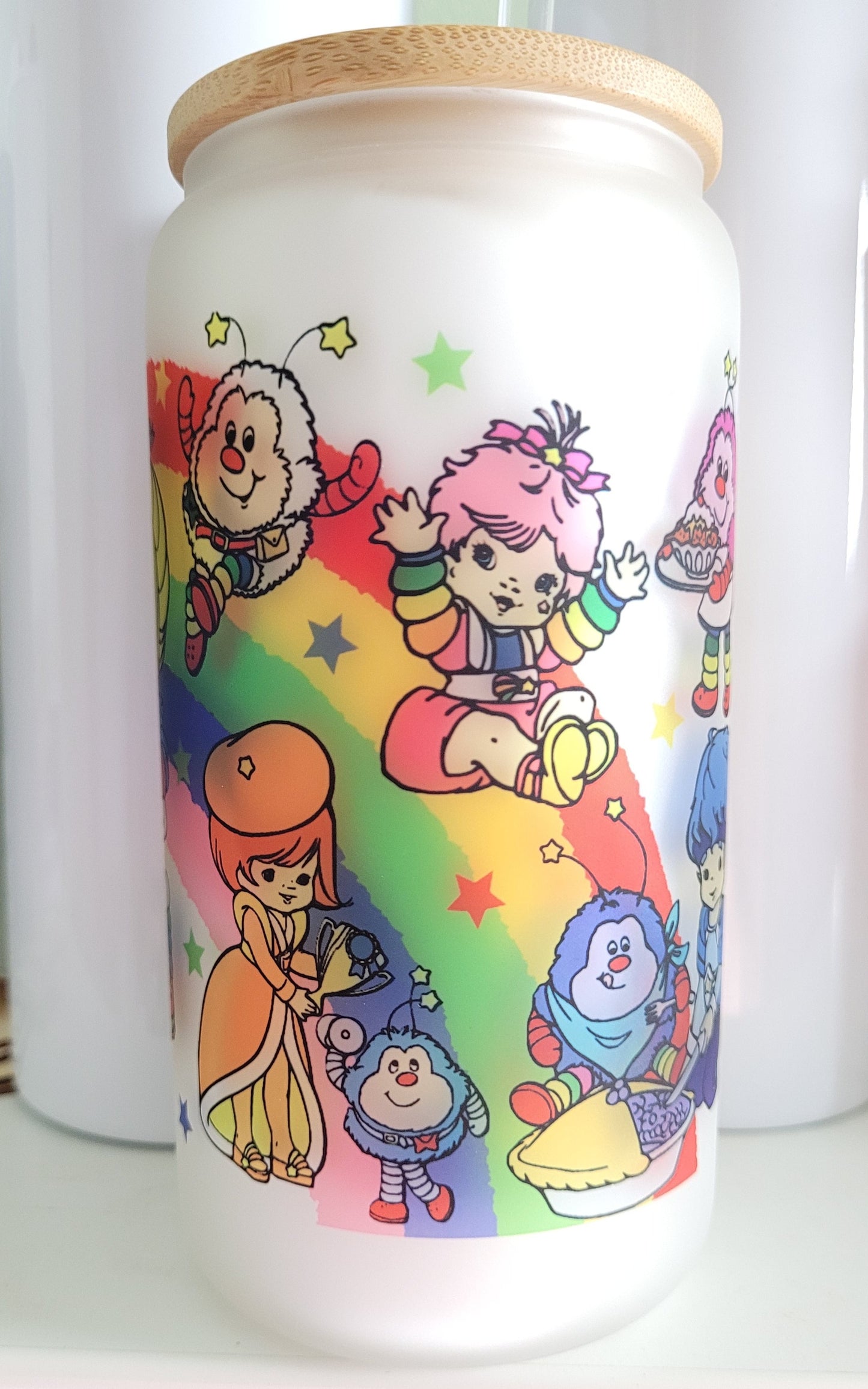 Rainbow Brite Glass Can