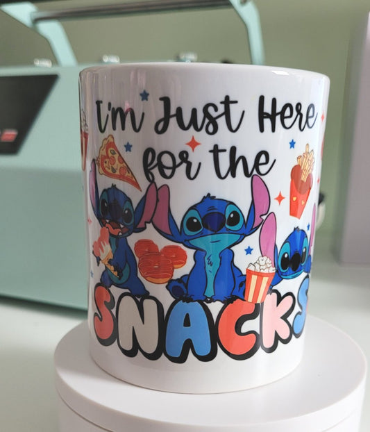 I'm just here for the snacks Stitch mug