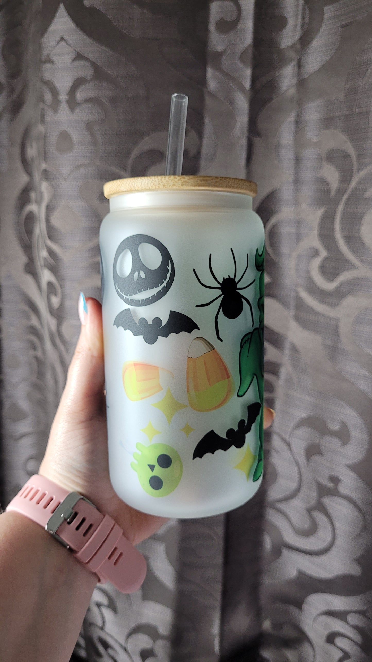 Oogie Boogie Stitch Glass Can