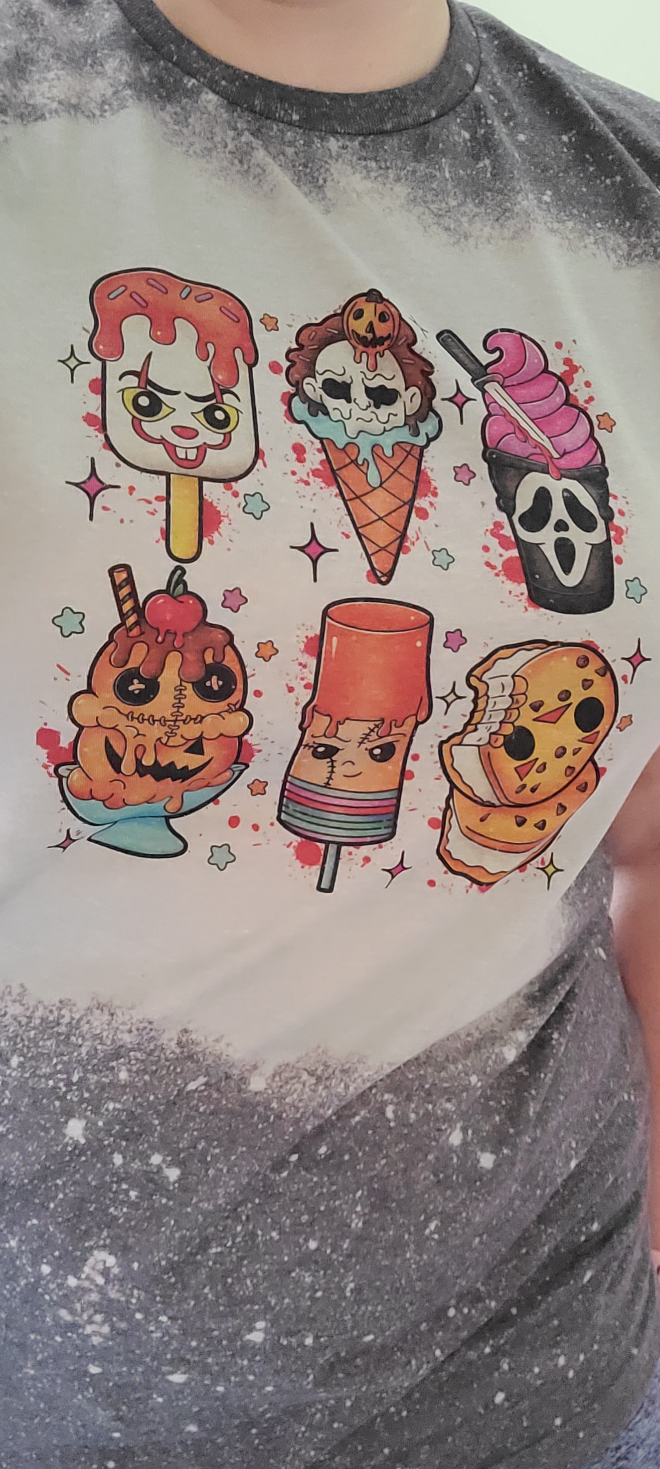 Spooky Ice Cream Bleached T-Shirt