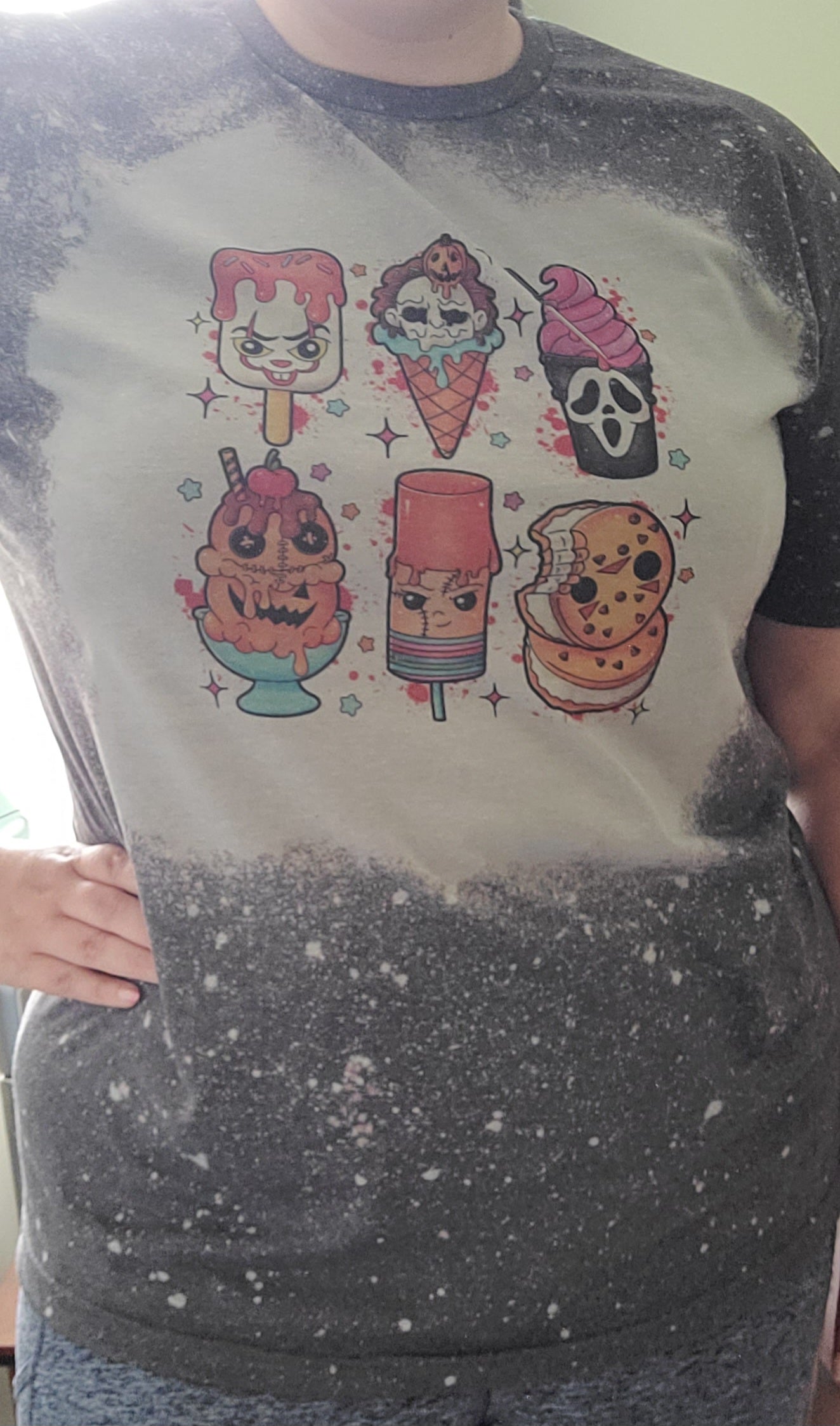 Spooky Ice Cream Bleached T-Shirt