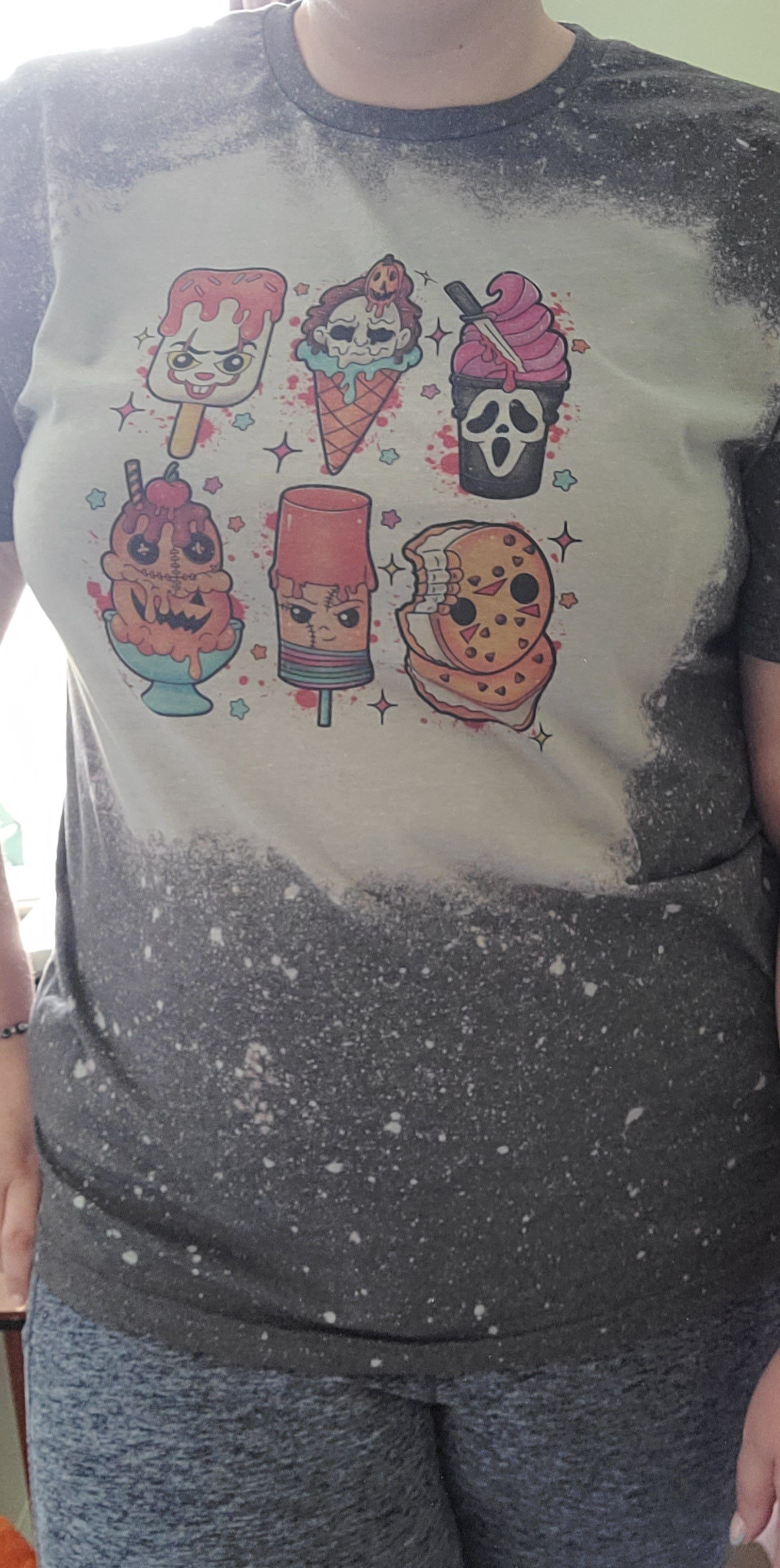 Spooky Ice Cream Bleached T-Shirt