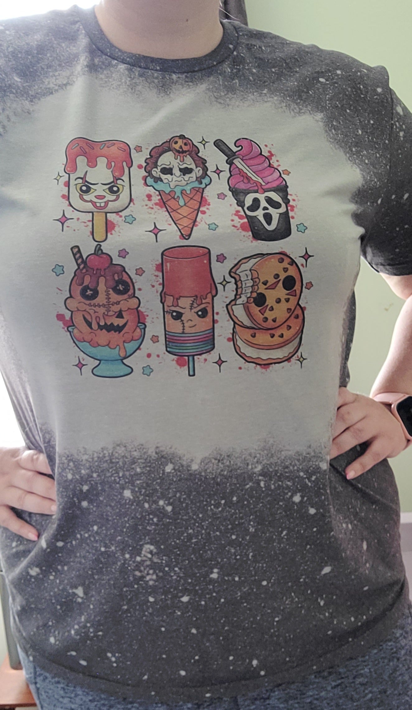 Spooky Ice Cream Bleached T-Shirt