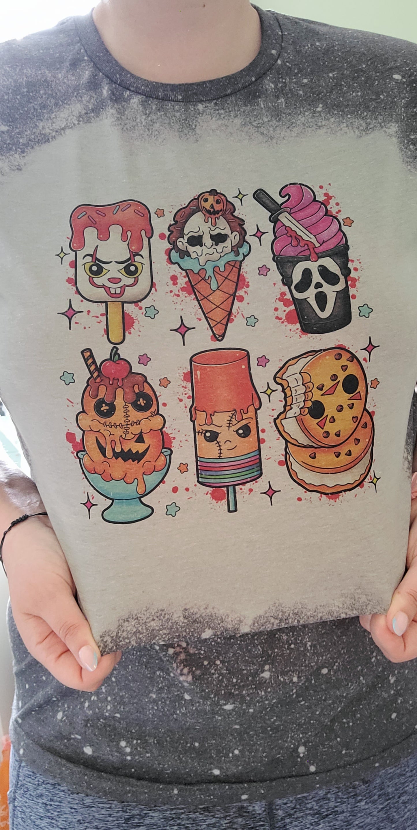 Spooky Ice Cream Bleached T-Shirt