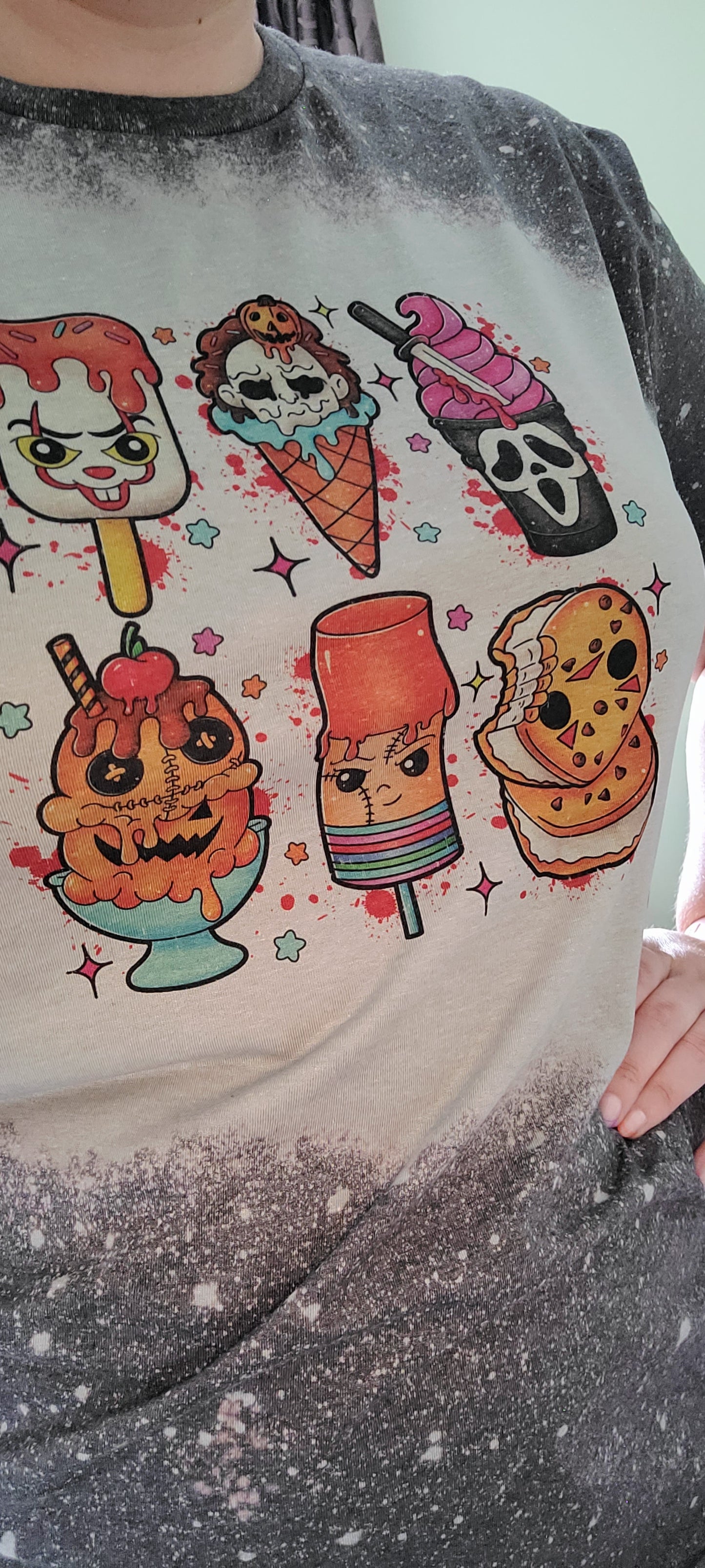 Spooky Ice Cream Bleached T-Shirt