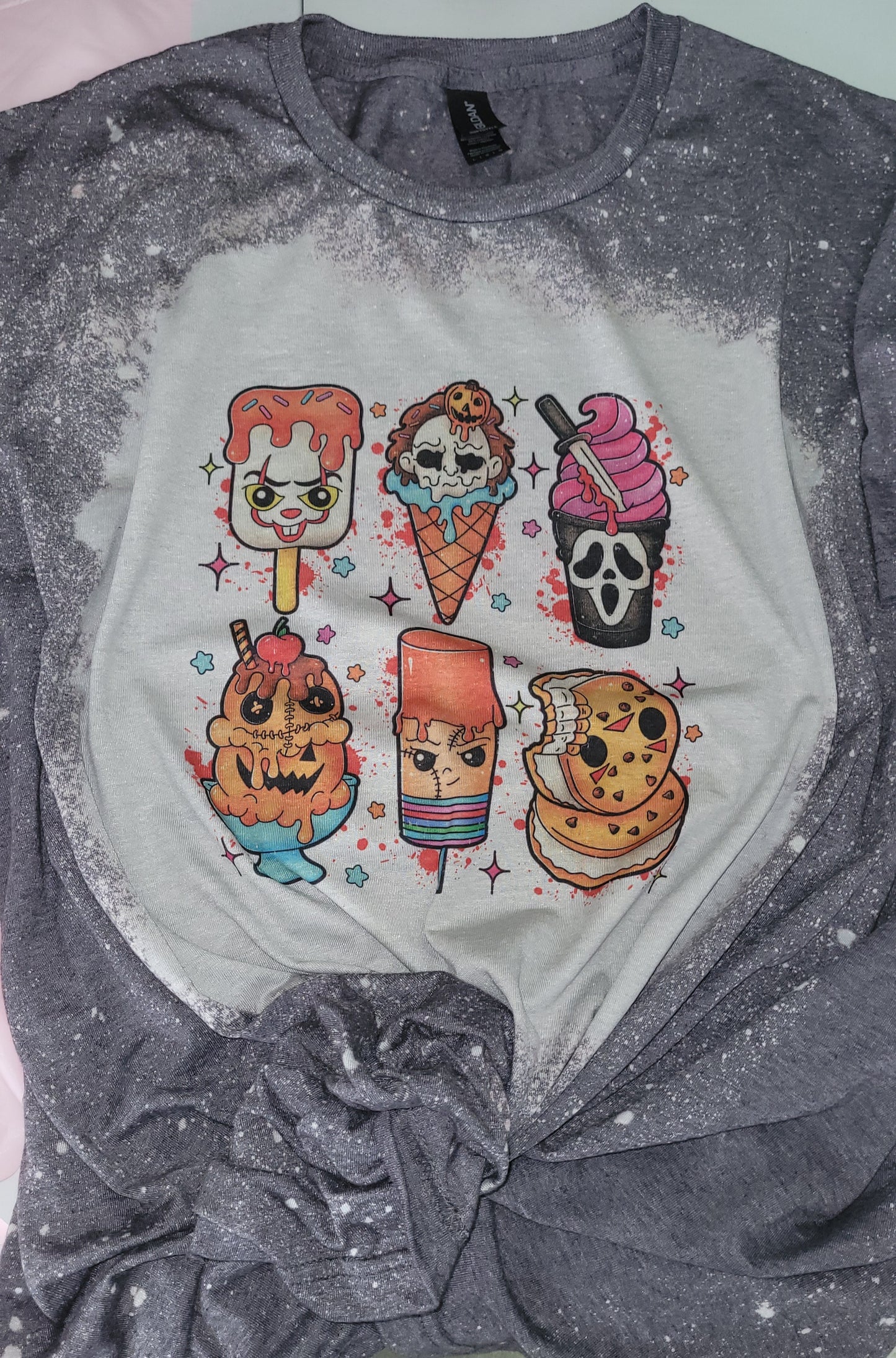 Spooky Ice Cream Bleached T-Shirt