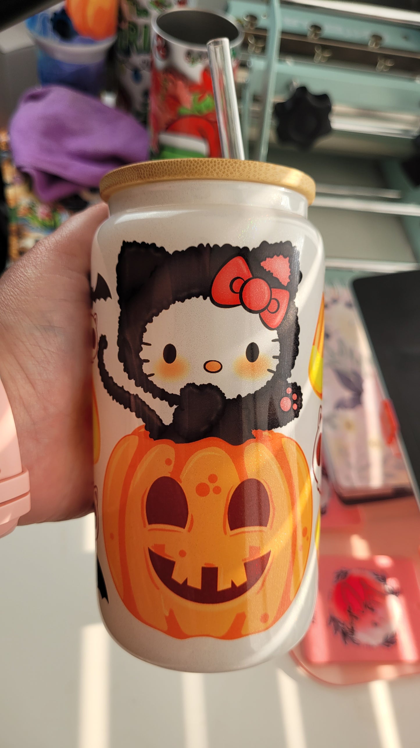 Hello Kitty Halloween Glass Can