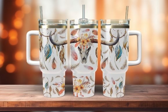 Boho Cow Skull 40oz tumbler