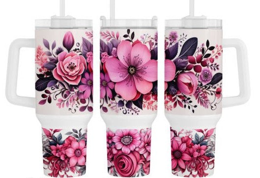 Pink Flowers 40oz tumbler