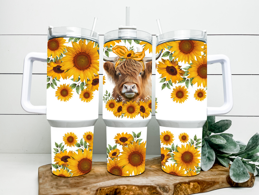 Sunflower Highland Cow