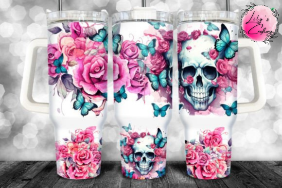 Gothic Pink Skull 40oz tumbler