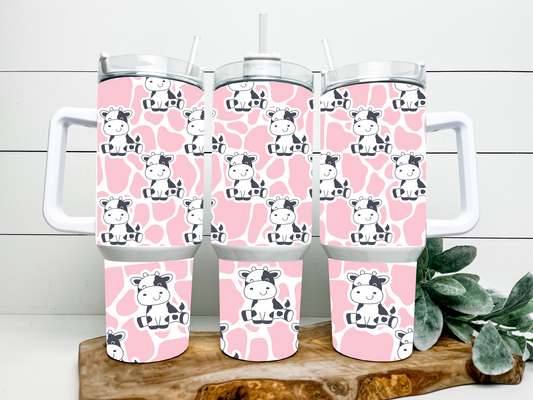 Pink Cute Cow 40oz tumbler