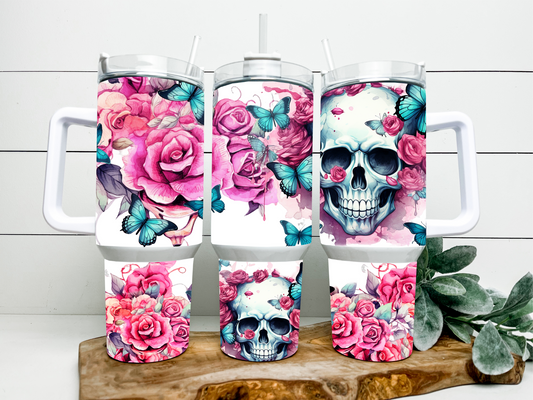 Gothic Pink Skull 40oz tumbler