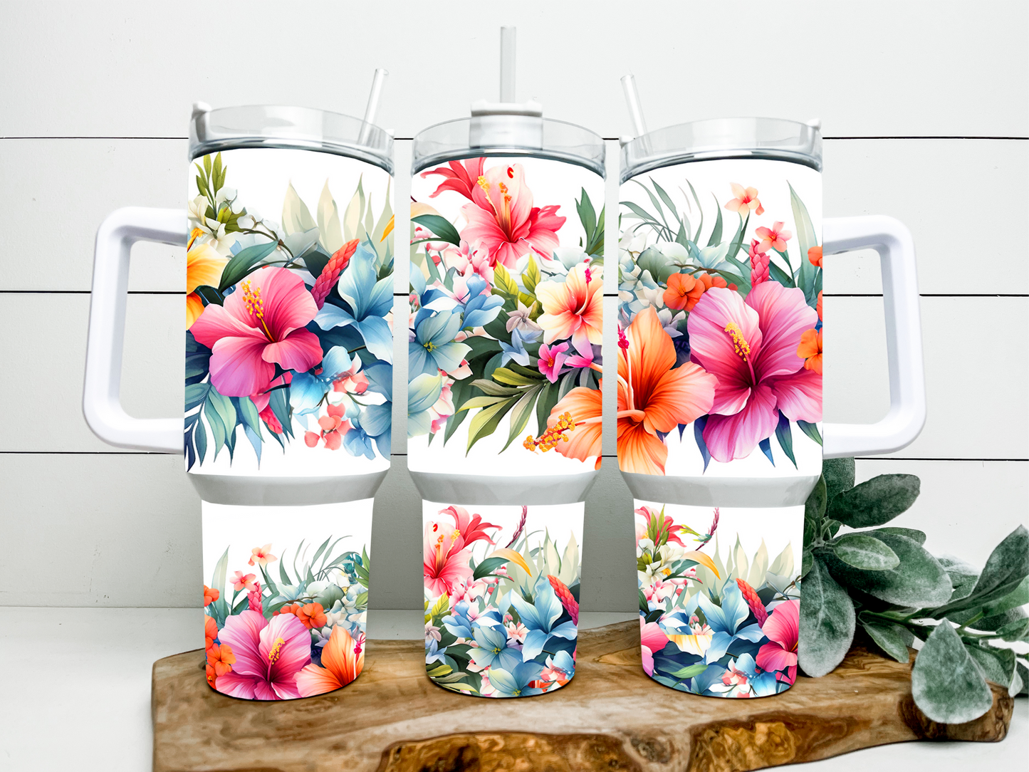 Tropical flowers 40oz tumbler