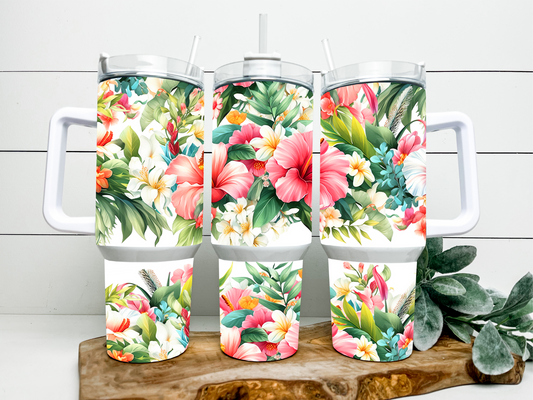 Tropical flowers 40oz tumbler