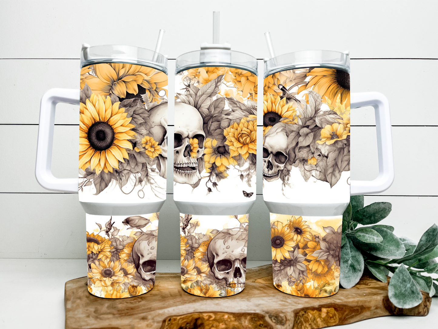 Sunflower and skulls 40oz tumbler