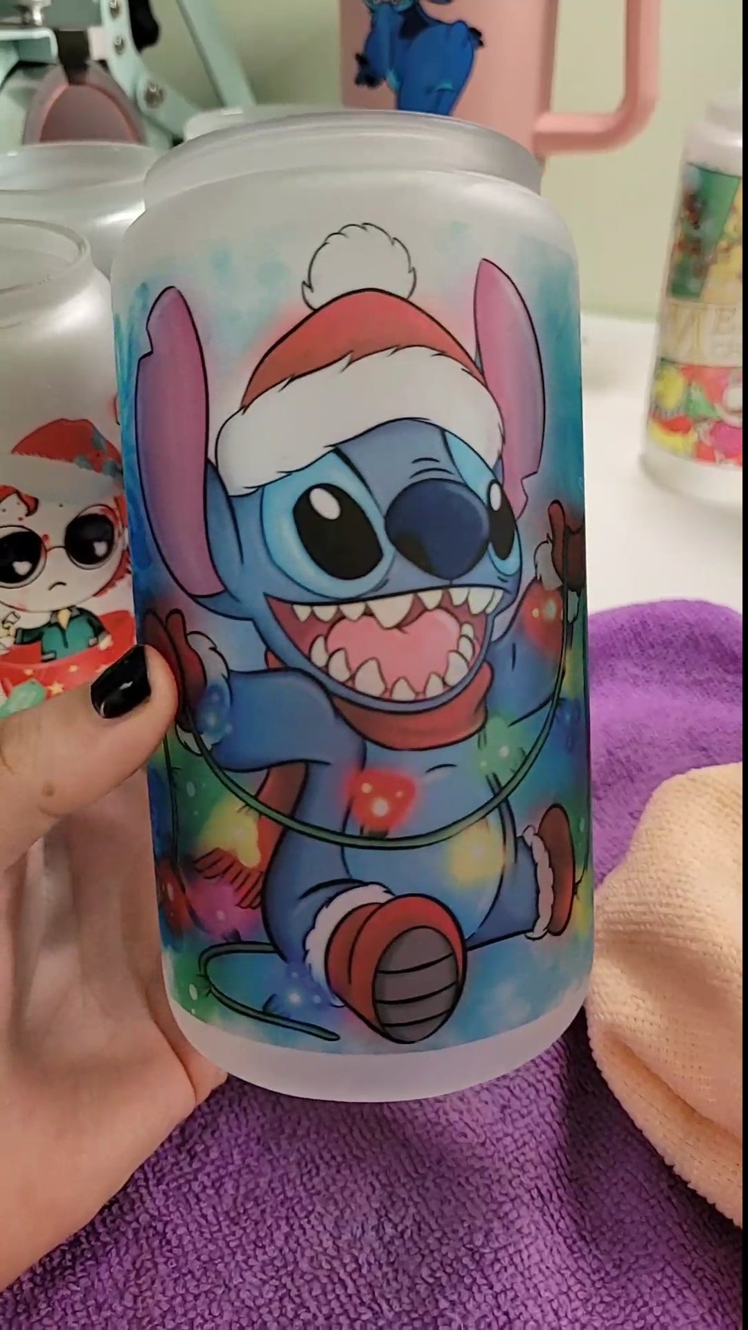 Stitch Holiday Glass Can