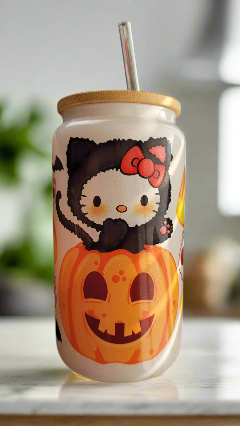 Hello Kitty Halloween Glass Can