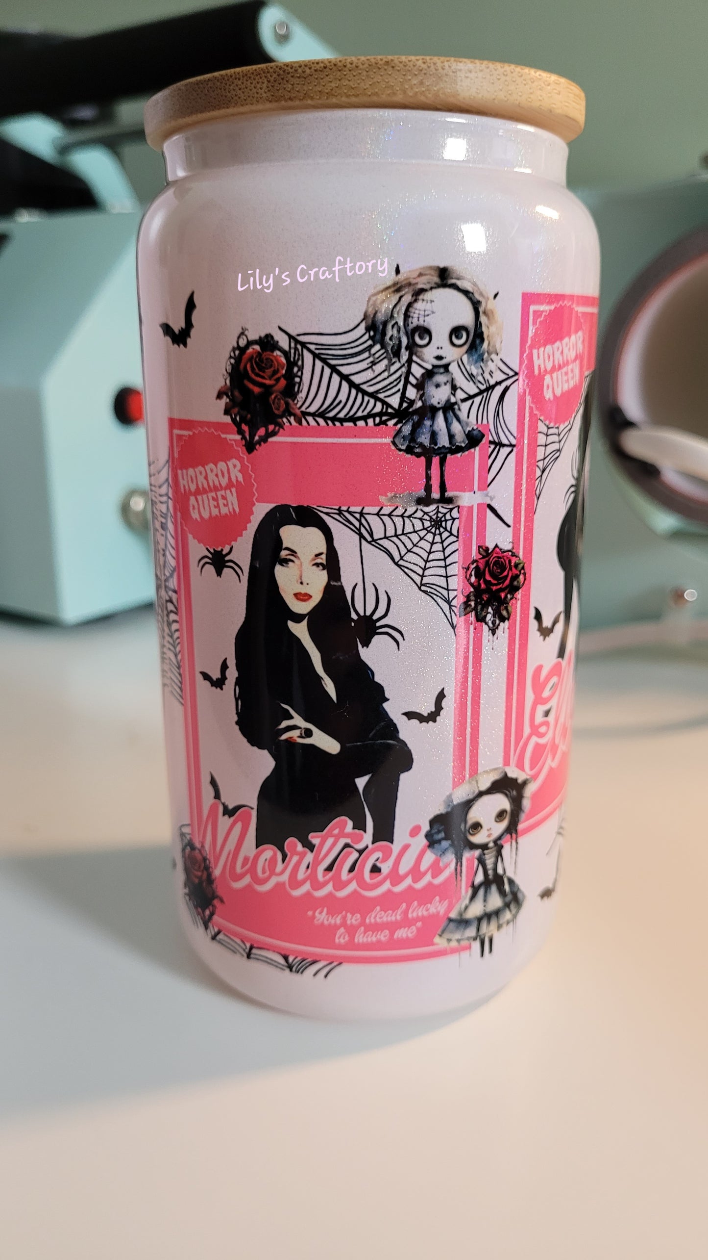 Horror Queen Glitter Glass Can