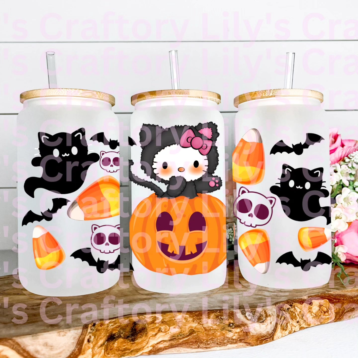 Hello Kitty Halloween Glass Can